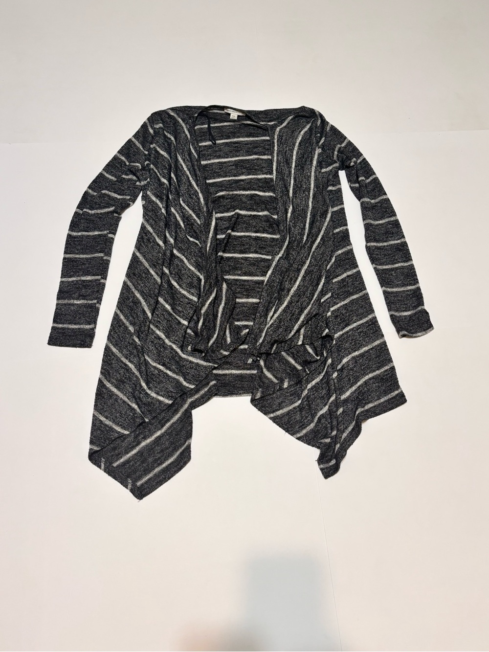 American Eagle Outfitters Striped Open-Front Cardigan in Gray and Cream